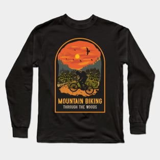 Mountain biking through the woods Long Sleeve T-Shirt